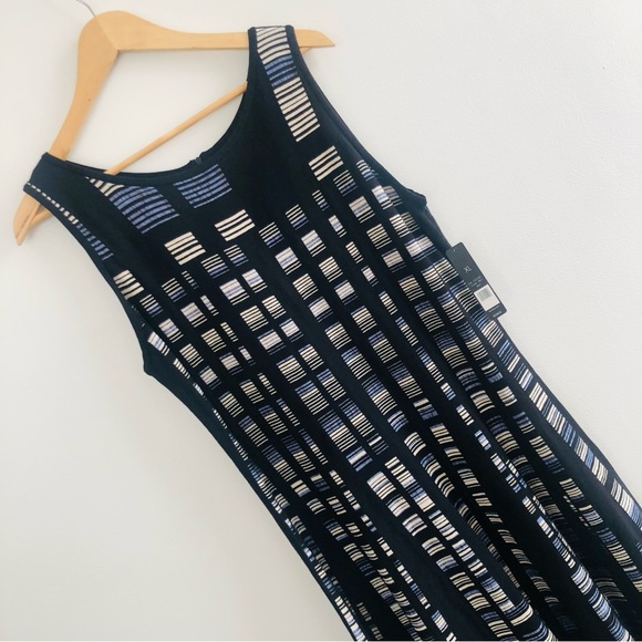 NIC+ZOE Black and Gray Striped Midi Dress NWT - Picture 4 of 15